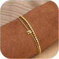 Initial Bracelets for Women, Dainty 14K Gold Plated Layered Letter Bracelet, Trendy Charm Stackable Jewelry Valentines Day Gift for Her