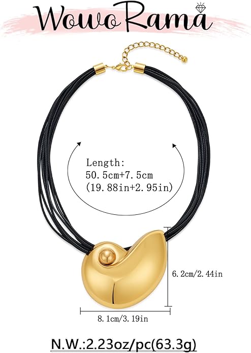 WOWORAMA Gold Necklace for Women Boho Spiral Conch Shell Necklace Starfish Necklace Vintage Ocean Sea Shell Choker Pendant Necklace Adjustable Summer Beach Jewelry