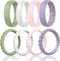 Egnaro Women's Bridal Rings Sets, Inner Arc Ergonomic Breathable Design Silicone Rubber Wedding Bands