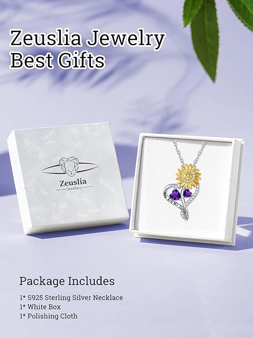 Valentine's Day Gifts for Wife 925 Sterling Silver Double Birthstone Pendant Necklaces I Love You for Always and Forever Necklace Anniversary Birthday Gifts for Wife Girlfriend Mom Her