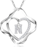 RIVIKO Valentines Day Gifts for Her-Love Knot Initial Necklace,925 Sterling Silver Letter Pendant Necklaces,Personalized Alphabet Jewelry Christmas Birthday Gifts for Women Wife Mom Friend