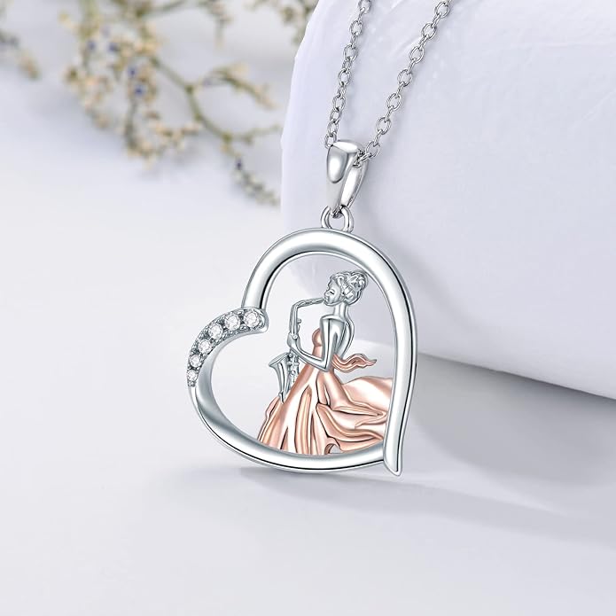 Violinist Necklace Sterling Silver Music Crystal Jewelry Saxophone Cello Violin Piano Flute Music Note Necklace Music Gifts for Women Girl Daughter