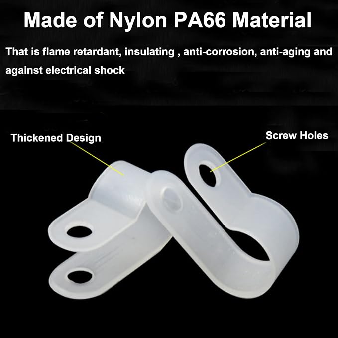 200pcs Nylon 1/2 Inch R-Type Cable Clamp - Image 3