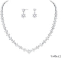 Wedding Jewelry Set For Women Bridal Brides Bridesmaid Classic Cubic Zirconia Necklace And Earrings For Prom Party