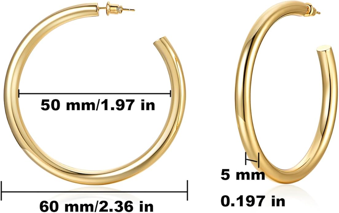 Gold Earrings for Women Girls,14K Gold Plated Hoop Earrings with 925 Sterling Silver Post Cubic Zirconia Stud Earring Huggie Hoops Earrings