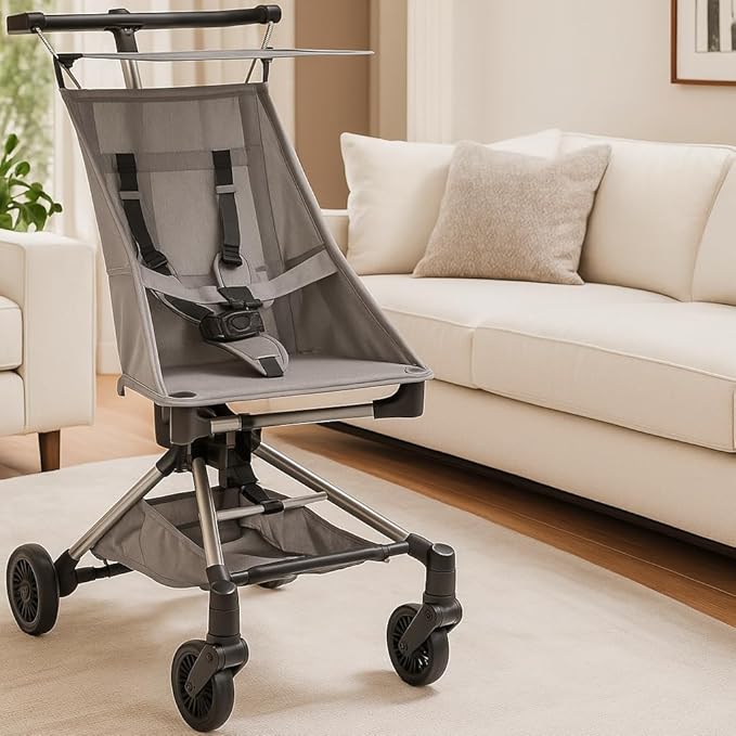Lightweight Baby Travel Stroller – Compact & Airplane-Friendly Design, One-Hand Fold, 8.4 Lbs Carbon Fiber Frame, Breathable Fabric, Overhead Luggage Compatible, Perfect Infant & Toddler Stroller,Grey