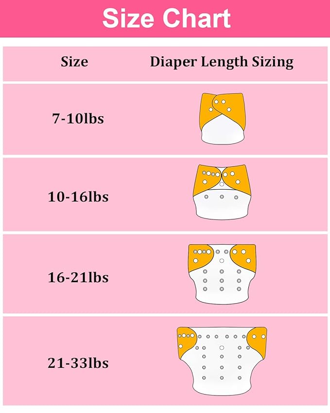 babygoal Cloth Diaper Covers 6 Pack with Wet Bag for Fitted Diapers and Prefolds with Double Gussets, Adjustable and Reusable for Baby Girls 6DCF16-B