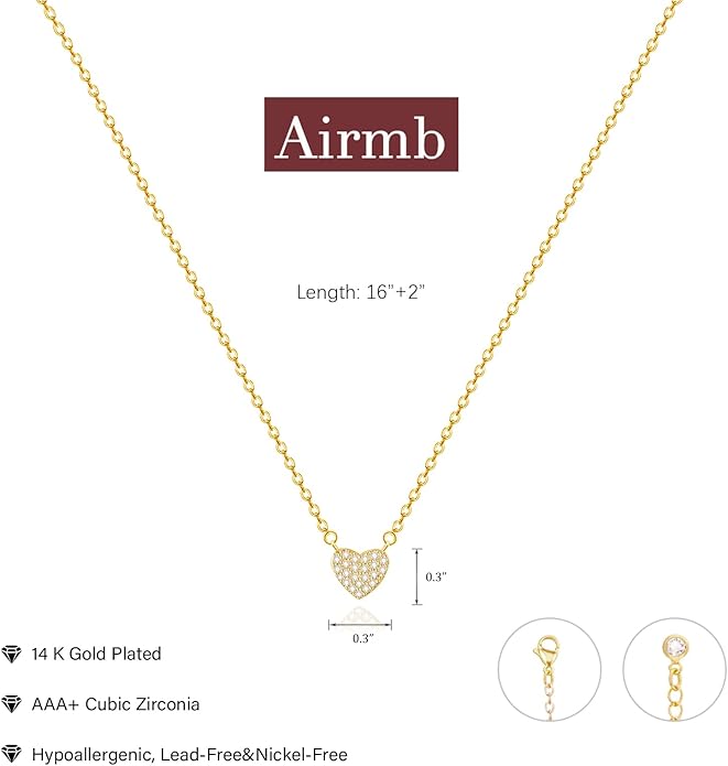 Cute Heart Necklace for Women Gold/Silver Plated Heart Pendant Choker Necklaces Tendy Love Heart Chain Necklace Dainty Gold/Silver Necklace Jewelry Gifts for Women