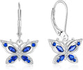 Women's Butterfly Leverback Dangle Earrings 925 Sterling Silver 5A Cubic Zirconia Jewelry for Valentine Mother's Day Birthday Gifts for Her