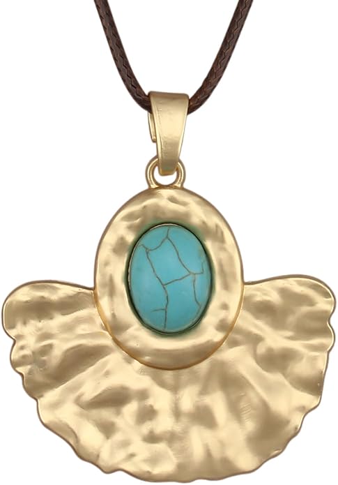 Women's Leather Long Necklace Bohemian Style Circle Retro Pendant Necklace Women's Jewelry