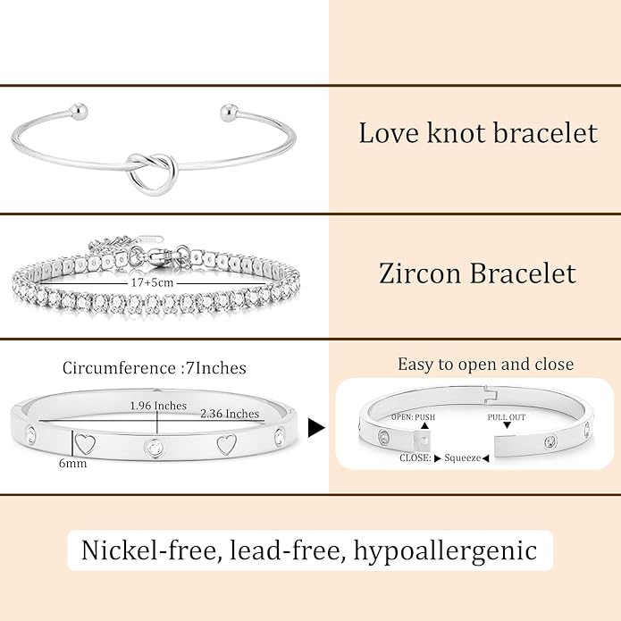 18 K Gold Plated Love Bangle Bracelet Stack Cuff Jewelry for Women Jewelry Set for Women Gift with Box