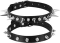 MECCANIXITY Spiked Chokers, Metal Spike Studded Link Leather Collar Chokers Necklace with Spikes Gothic Jewelry Accessories