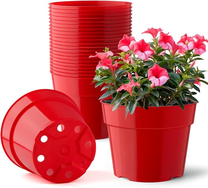 RooTrimmer 20 Pack 6 Inch Plant Pots, Thickened Plastic Flower Pots by RooTrimmer