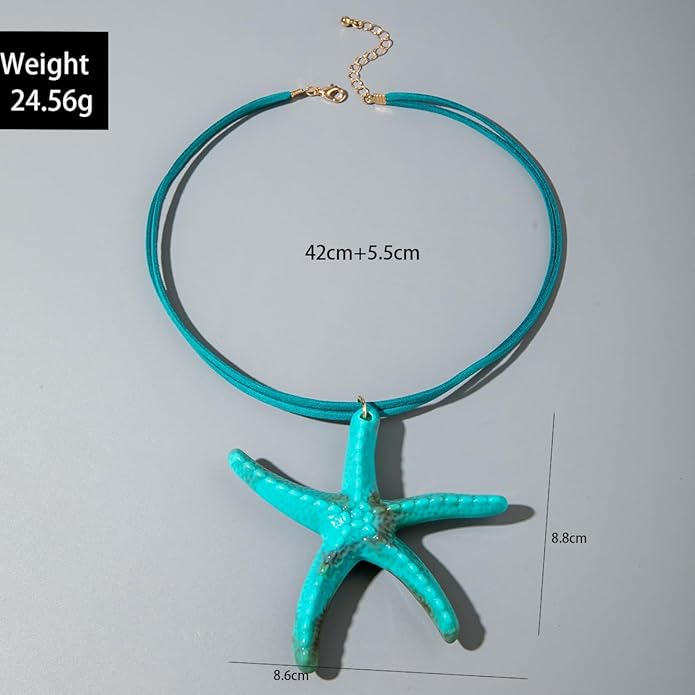 Large Starfish Shell Necklace for Women Bohemian Starfish Pendant Necklace Dainty Coastal Jewelry Summer Sea Vacation Necklaces Adjustable Shell Necklaces Summer Beach Surfer Jewelry Outfits Accessories