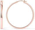 Gacimy Flatted Hoop Earrings for Women 14K Gold Plated with 925 Sterling Silver Post