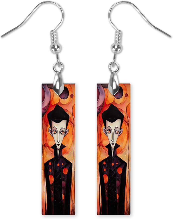 Earrings Handmade Bar Wood Earrings Light Weight Printed Image Dangle Earring Jewelry