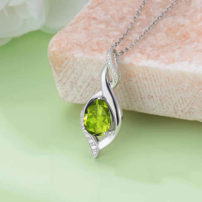 Birthstone Necklace for Women 925 Sterling Silver Infinity Love Jewelry Valentines Day Birthday Gifts for Her Mom Wife Girlfriend