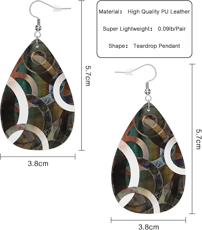Leather Abstract Geometric Earring, Lightweight 925 Silver Plated Hook, Ideal for Women's Fashionable Daily Wear