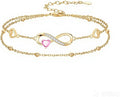 Dorunmo Infinity Heart Anklet Bracelet for Women 925 Sterling Silver Adjustable Infinity Birthstone Bracelet Friendship Jewelry Gifts for Women Birthday Christmas