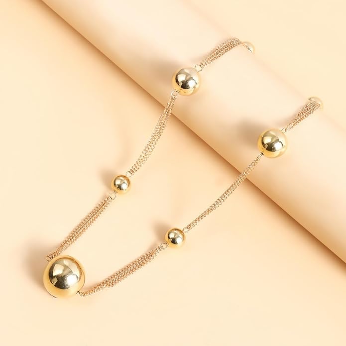 Chunky Gold Beads Necklaces for Women,Vintage Exaggeration Necklace Statement Punk Big Thick Beaded Necklace Fashion Classic Jewelry