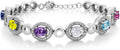 Gem Stone King Customized and Personalized 6-Stone Bracelet For Women | Oval 7X5MM | Gemstone Birthstone | 925 Sterling Silver | 7 Inch with 1 Inch Extender