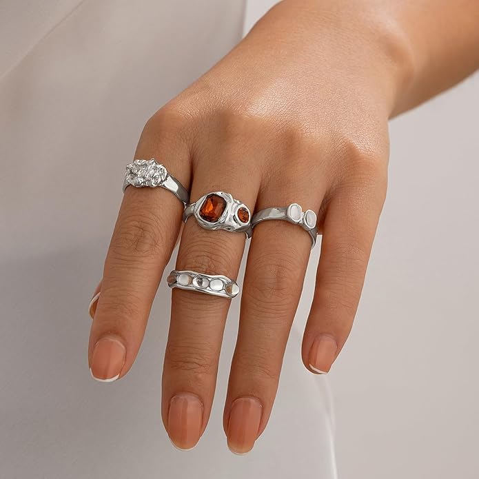 Sora Tuki Rings for Women Chunky Rings Set Adjustable Stackable Ring for Women Bold Thick Statement Ring Trendy Chunky Jewelry