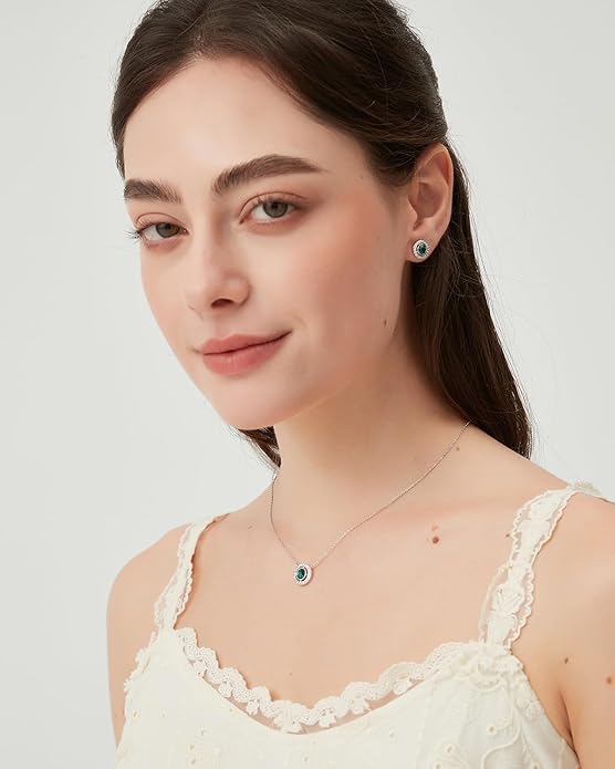 COBI Jewelry Set for Women, 18K Gold & Rhodium Plated CZ Necklace & Earrings, Clover Halo Infinity Solitaire Feather Designs, Dainty Crystal Pendant Sets, Trendy Fashion Gifts for Her