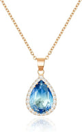 Linawe Crystal Chain Necklace for Women Trendy, Imitation Diamond Pendant, Statement Cubic Zirconia Boho Jewelry Set, 14K Gold/Rose Gold/Silver Birthstone Necklace