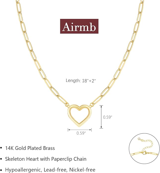 Cute Heart Necklace for Women Gold/Silver Plated Heart Pendant Choker Necklaces Tendy Love Heart Chain Necklace Dainty Gold/Silver Necklace Jewelry Gifts for Women