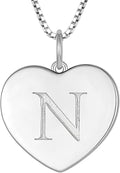 YL Initial Necklace 925 Sterling Silver Square/Round/Heart Letter Pendant A-Z Alphabet Polished Jewelry for Women