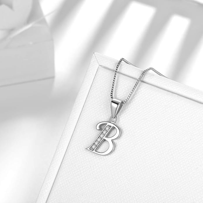 Aurora Tears Letter Necklace Initial 925 Sterling Silver Alphabet Pendant Crystal Name Gift Women Cubic Zirconia Jewelry