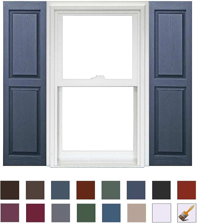Homeside Raised Panel Vinyl Shutter 1 Pair 14-1/2in. x 39in. 049 Royal - Image 2