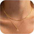 Initial Necklaces for Women Dainty Gold Silver Layered Letter Pendant Necklace Cute Figaro Chain Choker Necklace Personalized Trendy Stuff Jewelry Stack Gift for Women Her