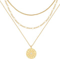LANE WOODS Gold Plated Necklaces for Women - Multilayer Coin Medallion Pendant Necklace Adjustable Layering Choker Necklaces Chain Set Jewelry