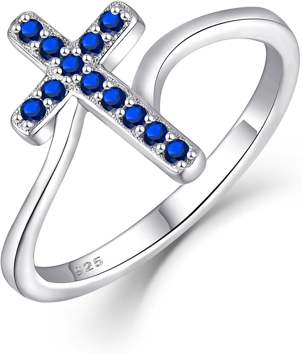 STARCHENIE 925 Sterling Silver Cross Ring for Women Size 5-10