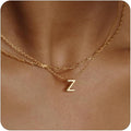 Initial Necklaces for Women, Trendy 14K Gold Plated Layered Necklace Dainty A-Z Letter Custom Name Personalized Choker Necklaces Non Tarnish Fashion Accessories Gold Jewelry Birthday Gifts for Her