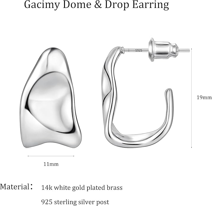 Gacimy Chunky Earrings for Women, Teardrop Earrings with 925 Sterling Silver Post, 14K Gold Plated Statement Drop for Women