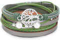 KSQS Tree of Life Leather Multi-Layer Wraps Bracelet,Boho Wide Buckle Wristband Bangle,Braided Cuff Bracelets for Women