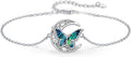 Dragonfly Bracelet 925 Sterling Silver Butterfly Bracelet Adjustable Celtic Moon Bracelet Irish Celtic Jewelry Gifts for Women