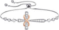 YL Cross Bracelet 925 Sterling Silver Infinity Sideways Link Bracelet Birthstone Jewelry for Women