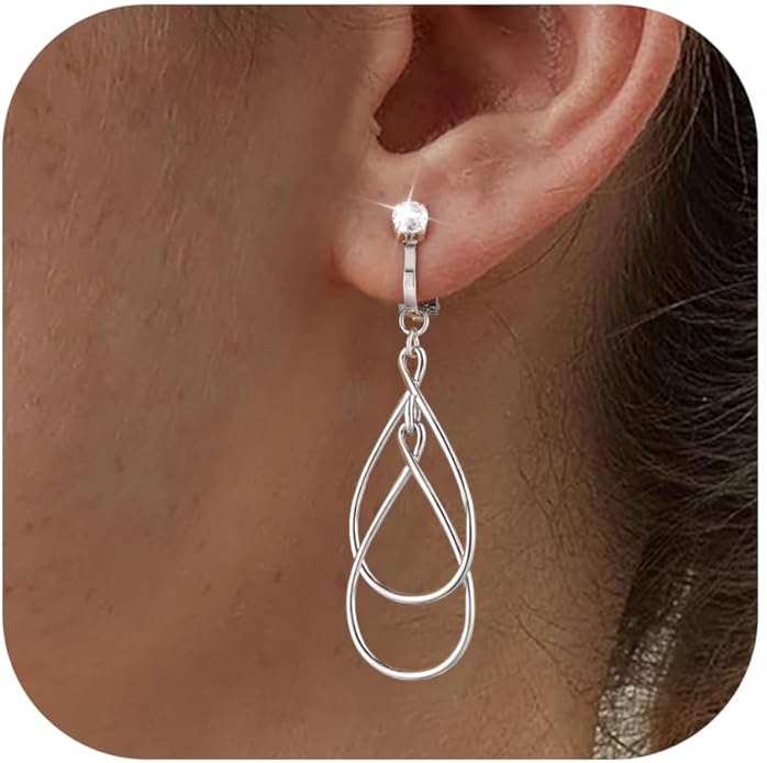 Clip on Earrings for Women Statement Drop Dangle Earrings for Women Jewelry Hypoallergenic Trendy 14K Gold/Silver Plated Earring Non Pierced Earring Jewelry Gifts Wedding Party Fashion Trendy Jewelry Gifts