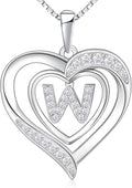 RIVIKO Heart Initial Necklace for Women, 925 Sterling Silver Letter Pendant,Personalized Charm Alphabet Jewelry Valentines Mother's Day Anniversary Christmas Birthday Gifts for Women Her Mom Wife