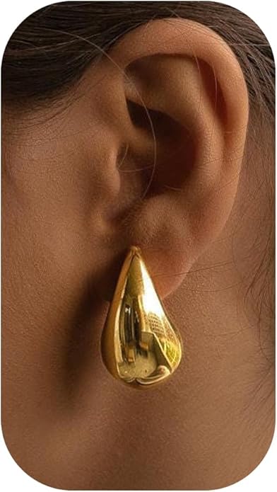 Chunky Gold Earrings-14K Gold Plated Ginkgo Leaf Bow Dangle Geometric Designed Drop Heart Teardrop Statement Chunky Earrings for Women