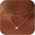 Valentines Day Gifts for Her - Bubble Letter Necklace Layered 14K Gold Plated Initial Necklaces for Women Dainty Cute Choker Pendant Stack Jewelry Fashion Accessories Teen Gift Trendy Stuff