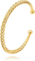 POTESSA 18K Gold Plated Cuff Bracelets Adjustable Dainty Bangle Handemade Jewelry for Women