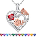 Iefil Valentines Day Gifts for Her - 925 Sterling Silver Birthstone Heart Necklace for Women, Anniversary Birthday Gifts for Wife Girlfriend Mom