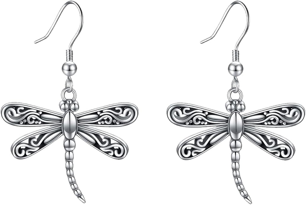 ONEFINITY Dragonfly Earrings 925 Sterling Silver Moonstone Leverback Dragonfly Dangle Drop Earrings Women Jewelry Gifts