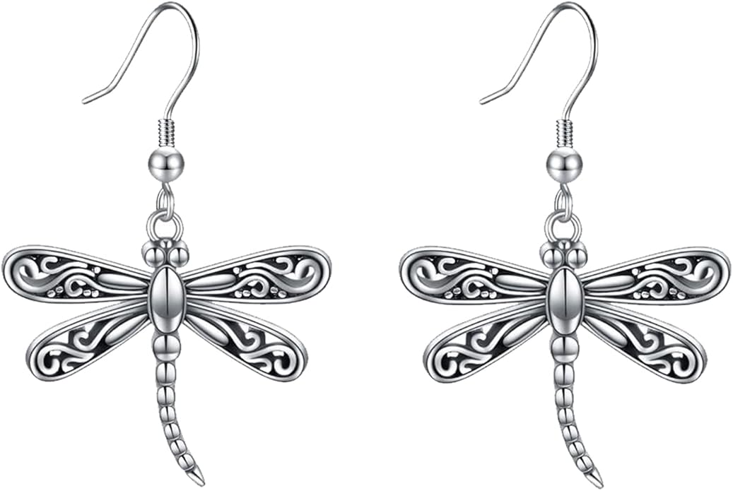 ONEFINITY Dragonfly Earrings 925 Sterling Silver Moonstone Leverback Dragonfly Dangle Drop Earrings Women Jewelry Gifts