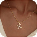 Initial Necklace for Women, 14K Gold Plated Box Chain Letter Pendant, Trendy Name Necklace, Dainty Personalized Jewelry Valentines Day Gift for Her