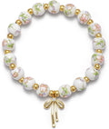 Beads Bow Charm Bracelet for Women Flower Vintage Bracelet Handmade Stretch Beaded Dainty Romantic Jewelry Gifts